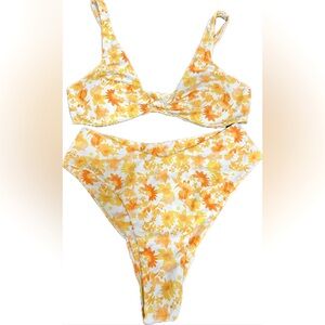 Floral Bikini Set in Yellow and Orange